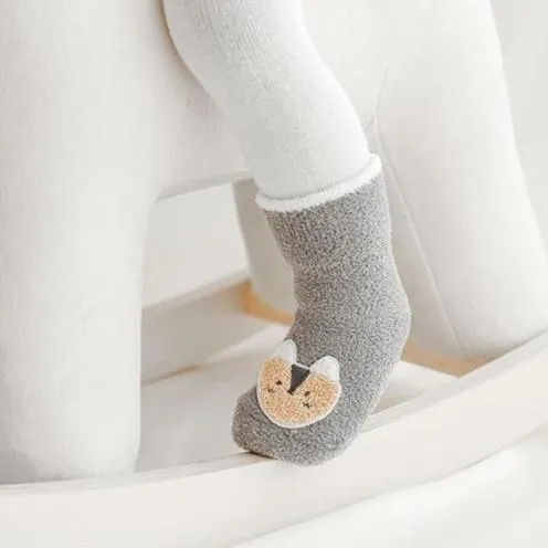 Animal Patch Plush Winter Baby Socks