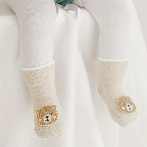 Animal Patch Plush Winter Baby Socks