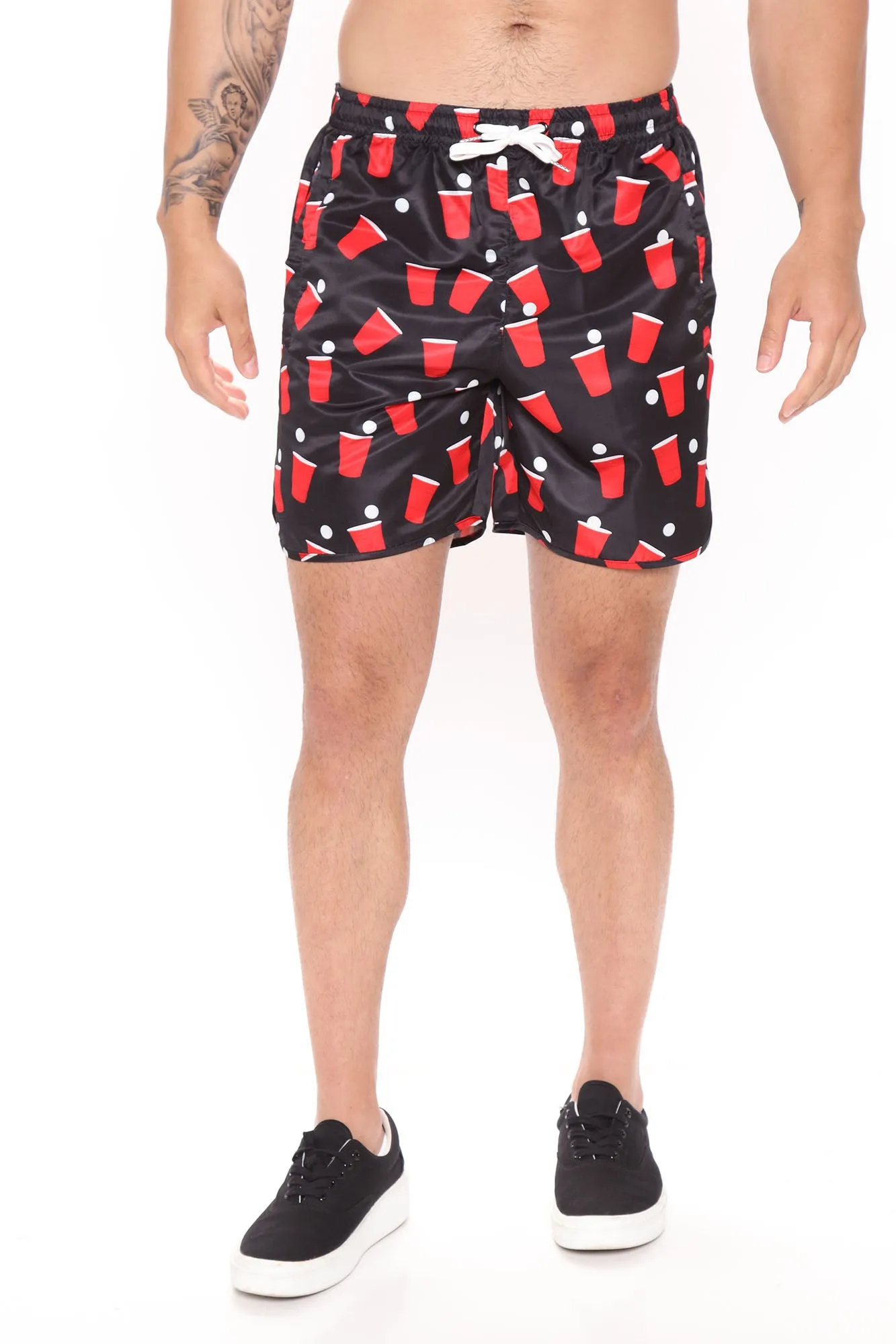 Balls Back Swim Trunks - Black/Red
