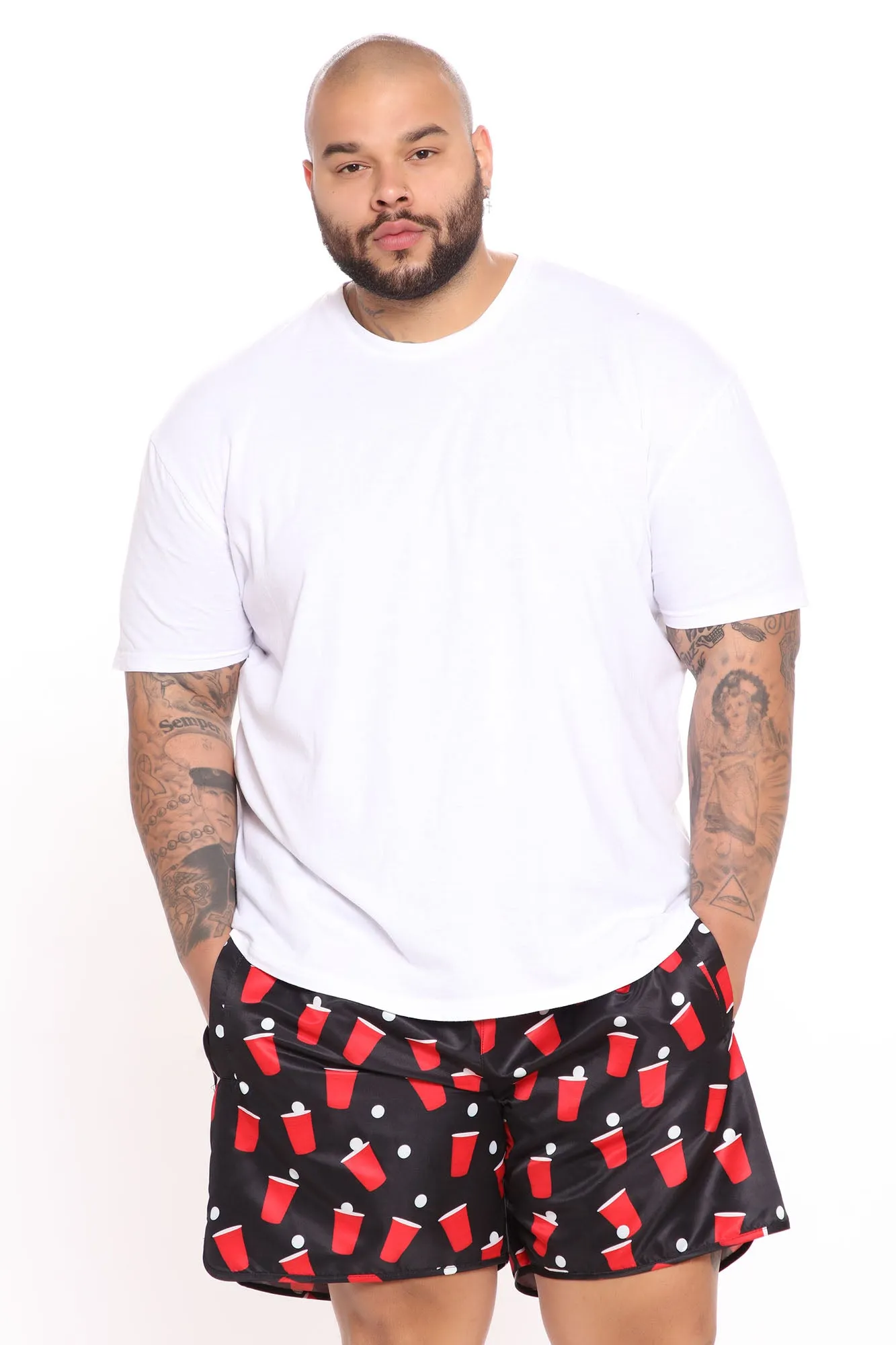 Balls Back Swim Trunks - Black/Red