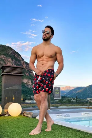 Balls Back Swim Trunks - Black/Red