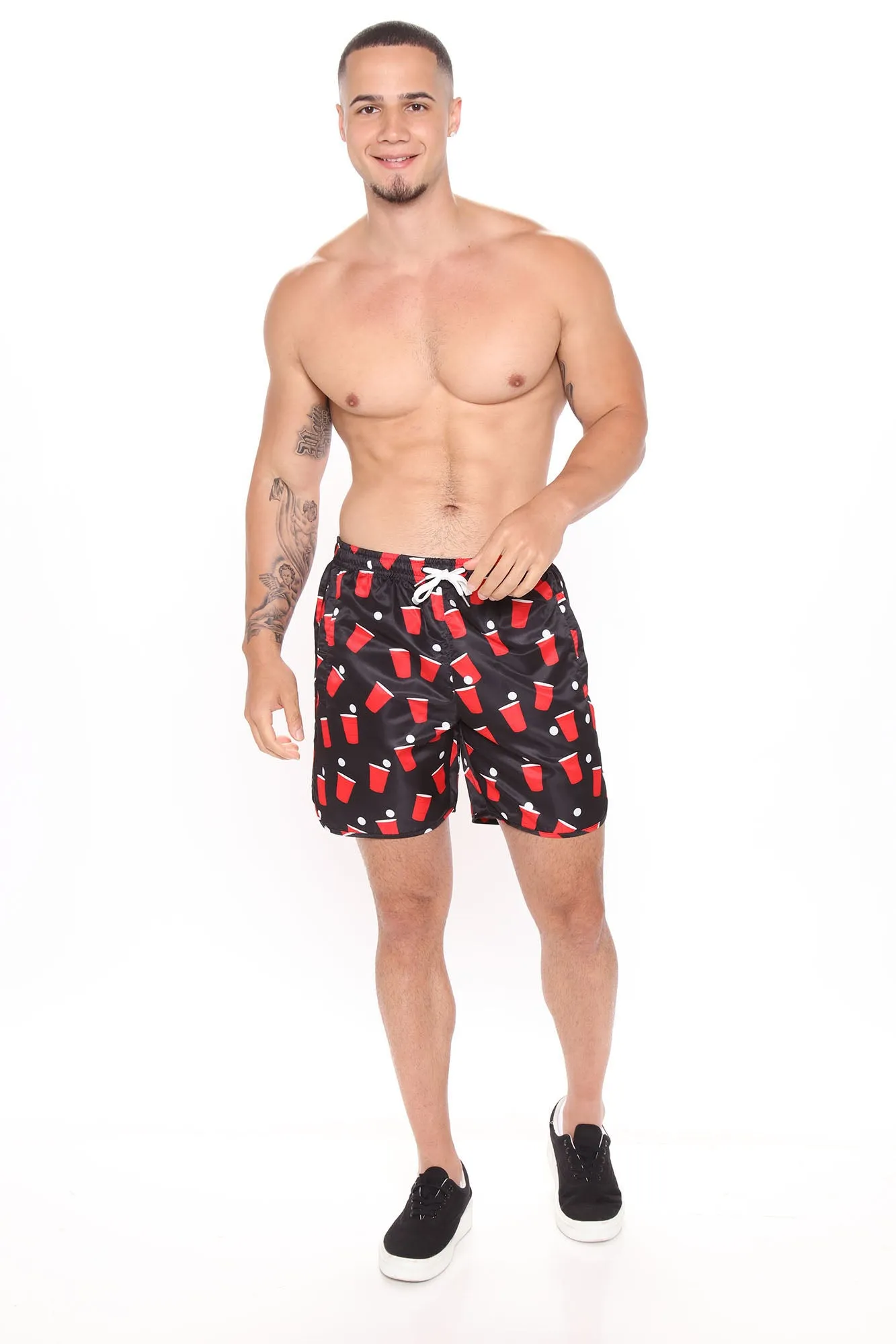 Balls Back Swim Trunks - Black/Red