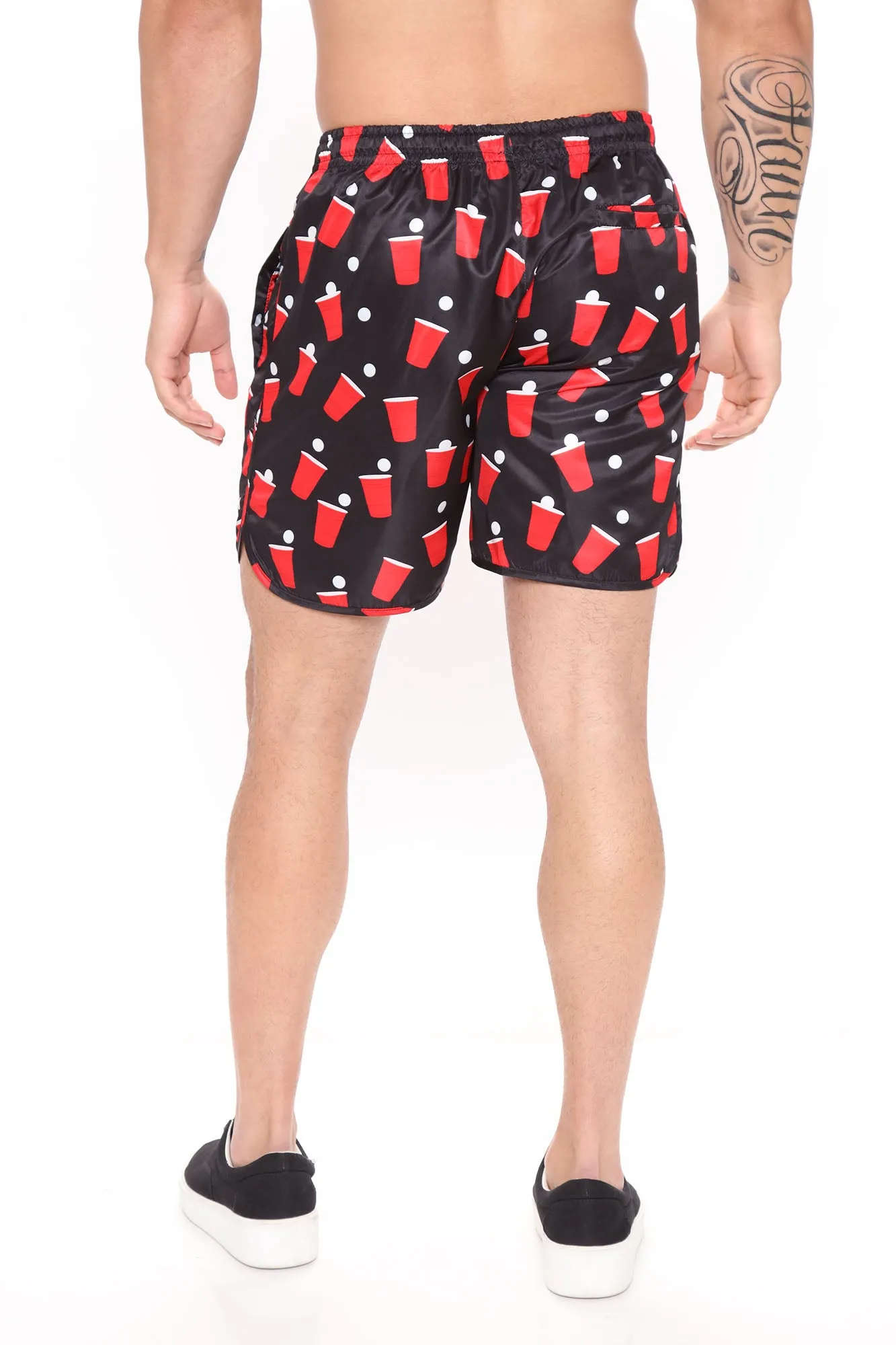 Balls Back Swim Trunks - Black/Red