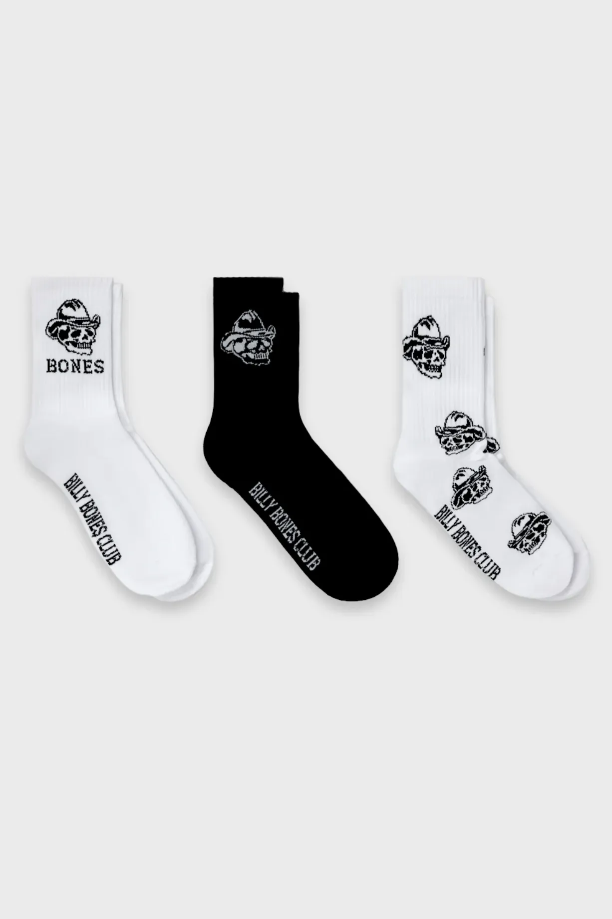 BILLY BONES CLUB BONES 1 PACK SOCKS - BLACK/WHITE