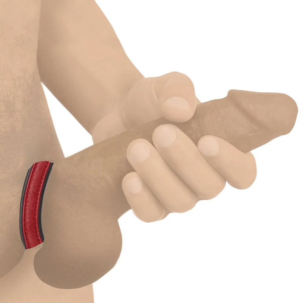Cock Gear Velcro Leather Cock Ring - Red