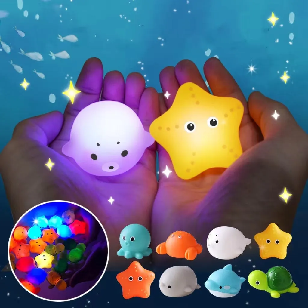 Cute Animals Induction Luminescence Catch Net Bath Toy Set