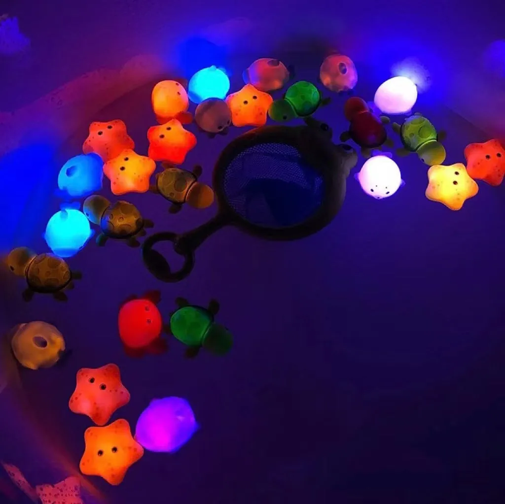 Cute Animals Induction Luminescence Catch Net Bath Toy Set