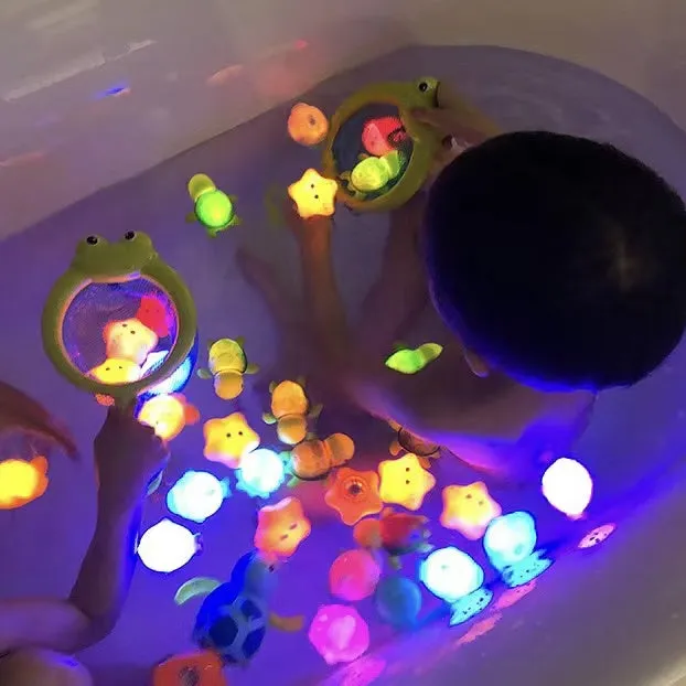 Cute Animals Induction Luminescence Catch Net Bath Toy Set