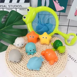 Cute Animals Induction Luminescence Catch Net Bath Toy Set