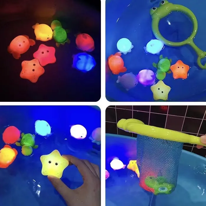 Cute Animals Induction Luminescence Catch Net Bath Toy Set
