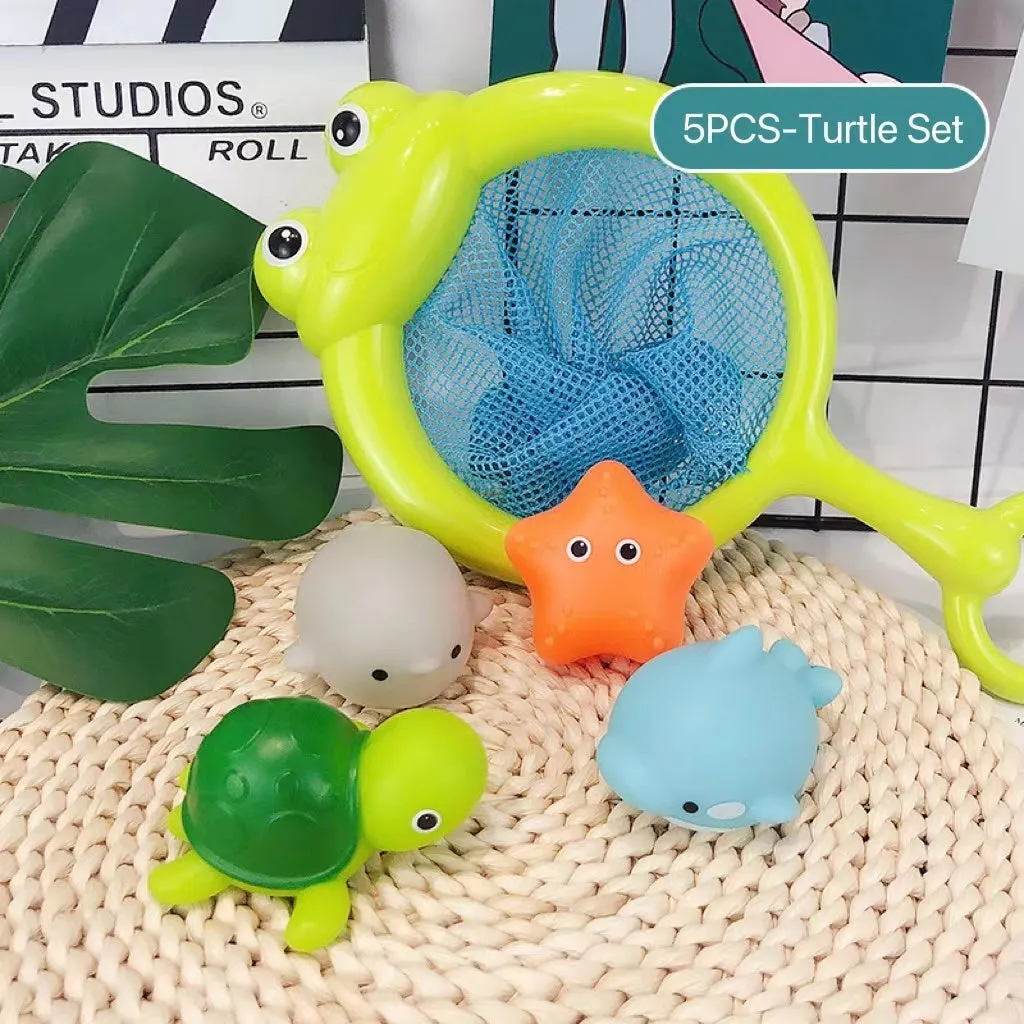 Cute Animals Induction Luminescence Catch Net Bath Toy Set
