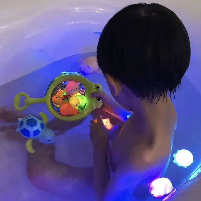 Cute Animals Induction Luminescence Catch Net Bath Toy Set