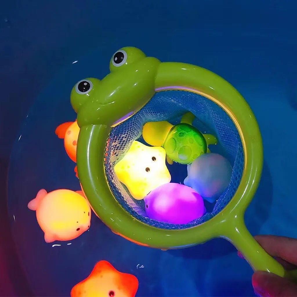 Cute Animals Induction Luminescence Catch Net Bath Toy Set