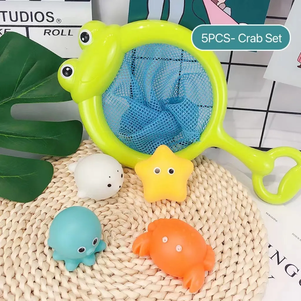 Cute Animals Induction Luminescence Catch Net Bath Toy Set