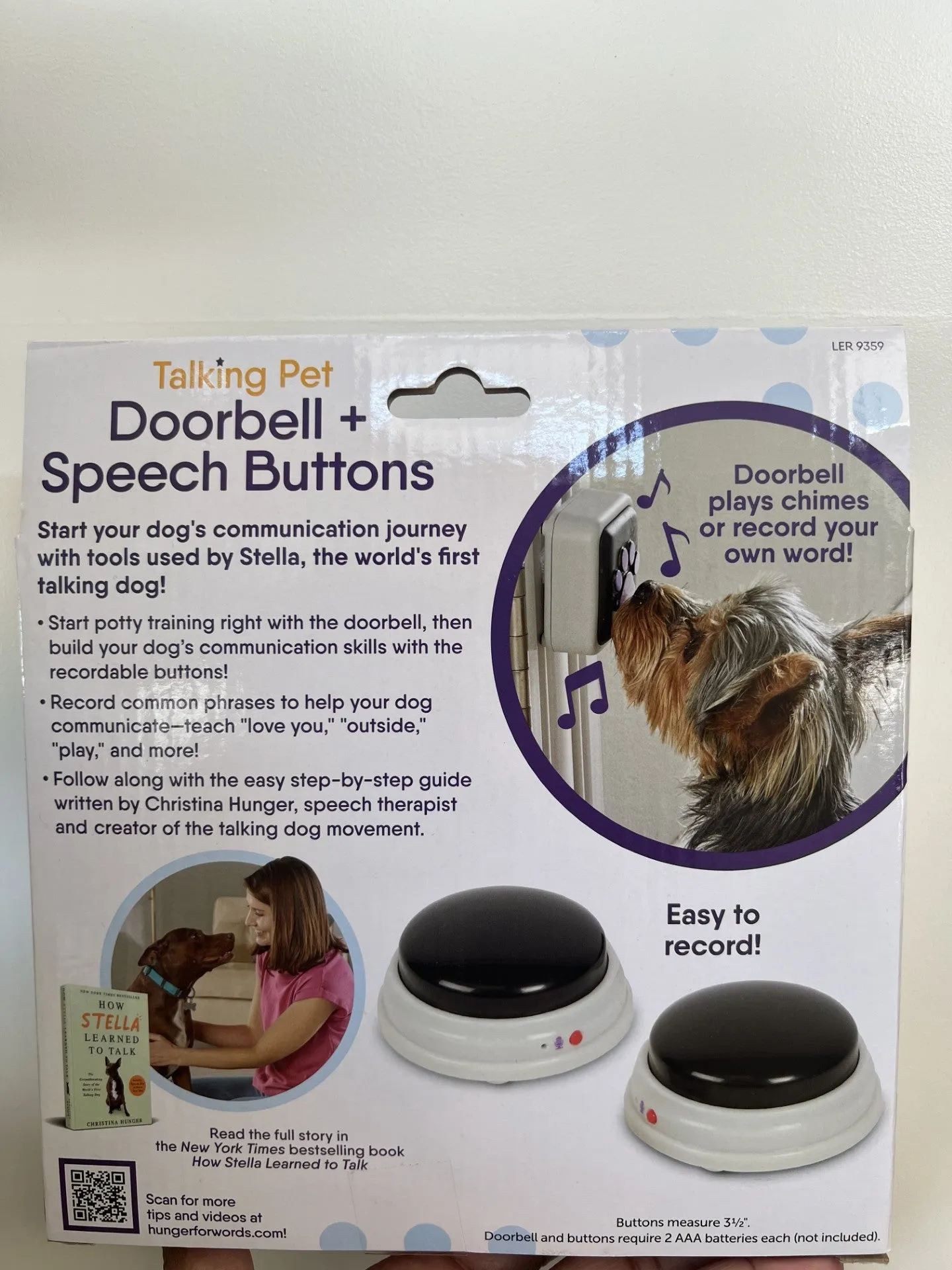 Hunger for Words Dog Doorbell and Speech Button