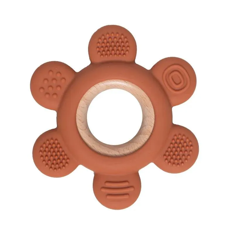 Kid-Proof Silicone & Wood Natural Teether Ring