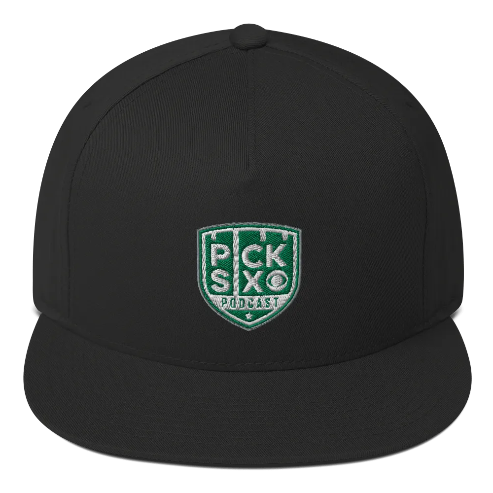 Pick Six Podcast Logo Embroidered Flat Bill Hat