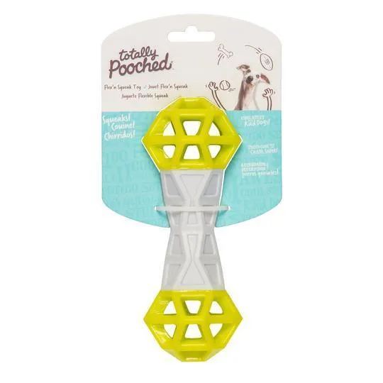 Totally Pooched Flex N Squeak Rubber Toy Green